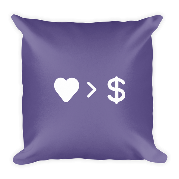Love > Money Pillow - Prints by Crusader