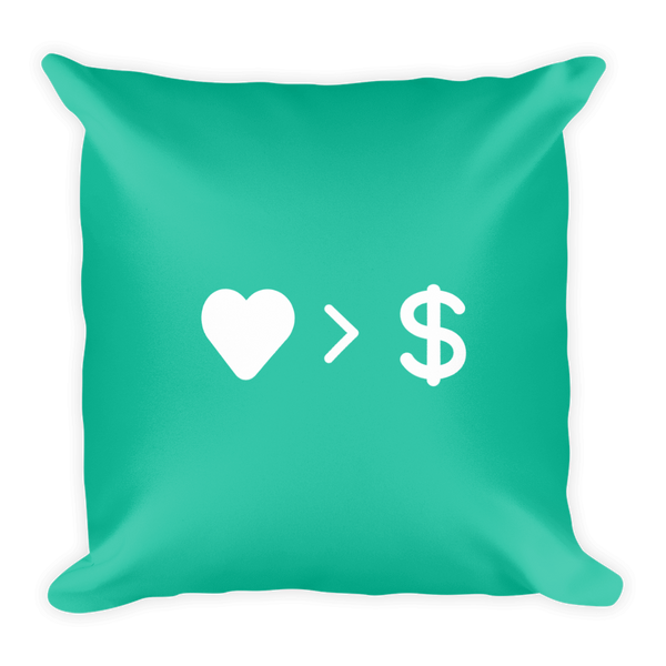Love > Money Pillow - Prints by Crusader